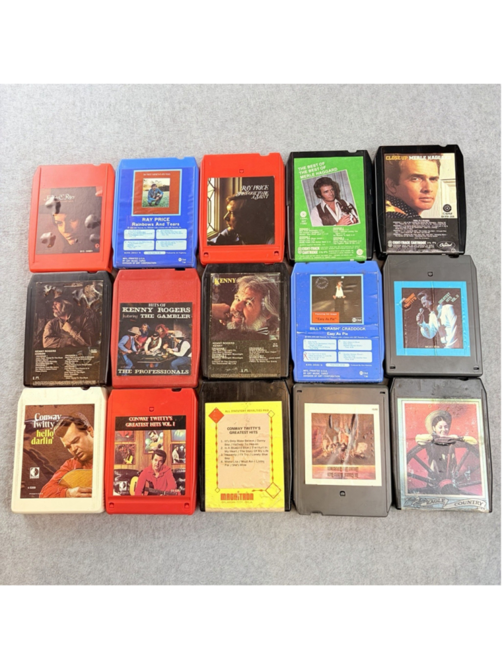 Country 8 Track Tape Lot Kenny Rogers Merle Haggard Conway Twitty 15pc
